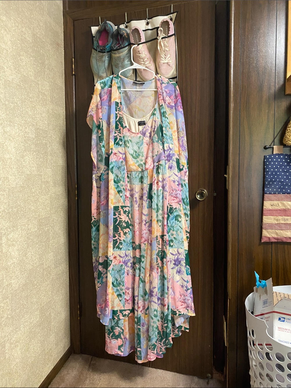 Lane Bryant Cream Dress with Pastel Floral Print